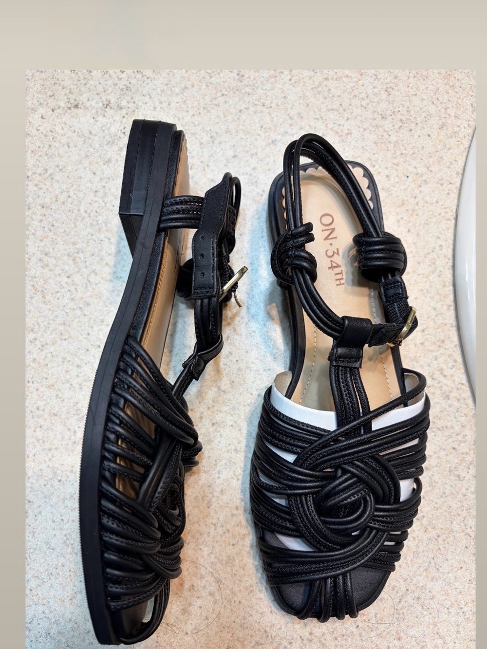 Black Knotted Slingback Sandals by ON-3AITH